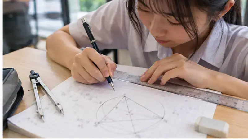Student sketching a graph beside calculus notes