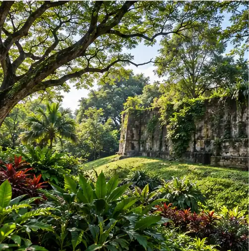 Fort Canning Park heritage trail beside greenery
