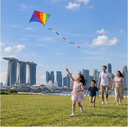 Marina Barrage green roof overlooking the Singapore skyline