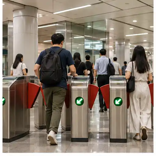 Visitors walking through the Maxwell MRT station concourse
