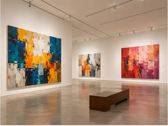 Visitors viewing Southeast Asian artworks in a Singapore gallery