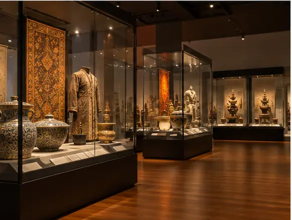 Family exploring an interactive museum gallery