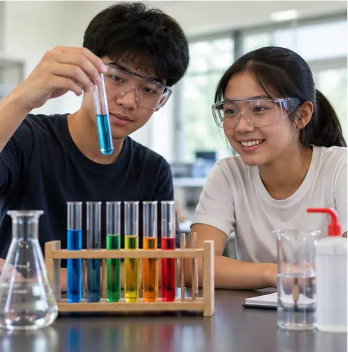 A student reviewing groups and periods in a chemistry reference chart