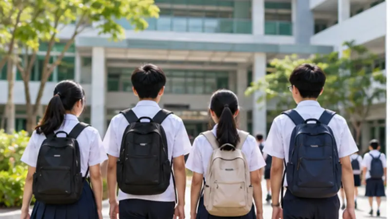 Secondary school student reviewing school choices with family