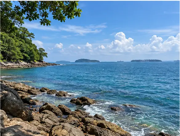 Coastal path on a quiet island south of Singapore