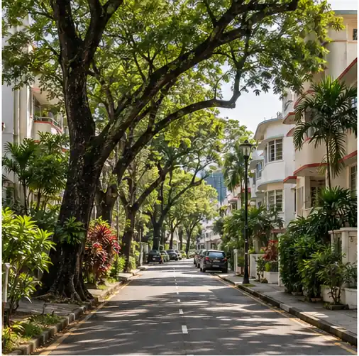 Art Deco public housing blocks in Tiong Bahru Singapore